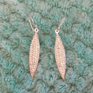 Sterling Silver w/ Crystal Pave Dangle  Earrings
